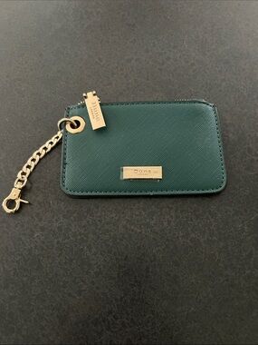 Dune London Emerald Green Saffiano Card Holder with Gold Chain